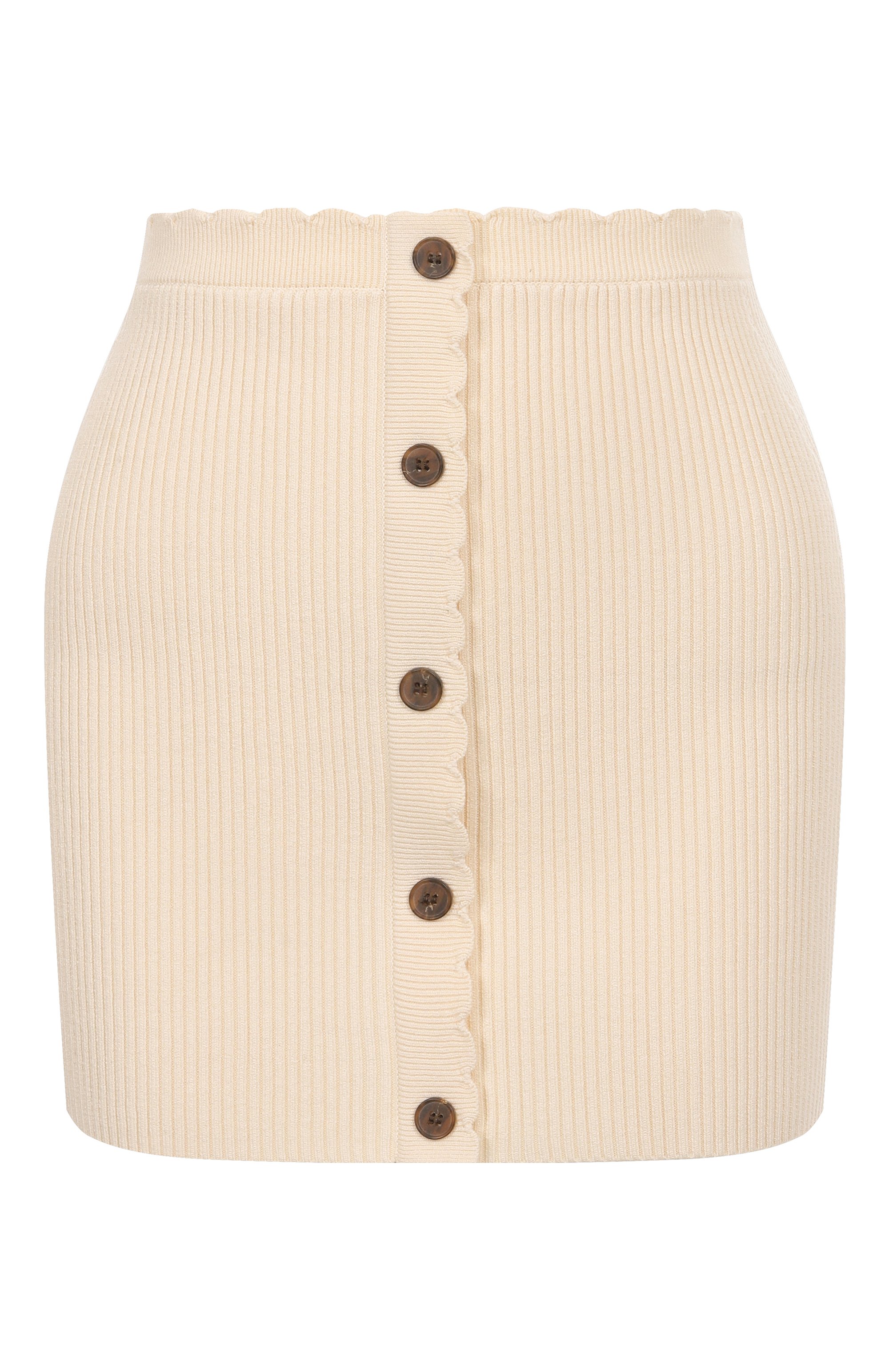 Юбка из вискозы YUZEFI кремового цвета по цене 29950 руб., арт. YUZSS25-RW-KN19-32, фото 1 Юбка из вискозы YUZEFI, арт. YUZSS25-RW-KN19-32, фото 1