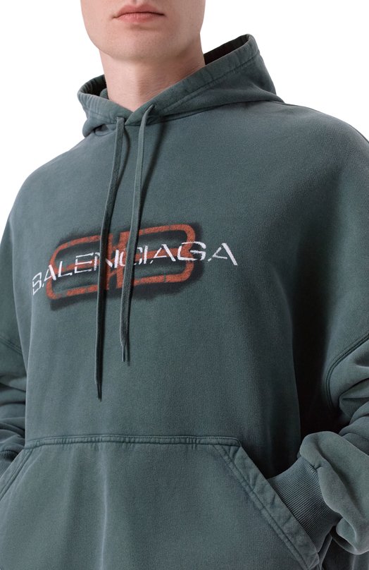 Хлопковое худи Balenciaga 850349/TTVD7 Зелёный  850349/TTVD7 Фото 5