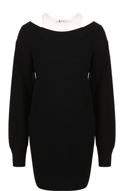 Женское шерстяное мини-платье с контрастным воротником ALEXANDERWANG.T, арт. 4K386018N3