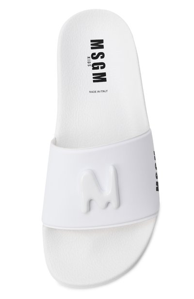 Шлепанцы MSGM KIDS белого цвета по цене 12050 руб., арт. 82511/VAR1, фото 4 Шлепанцы MSGM KIDS, арт. 82511/VAR1, фото 4