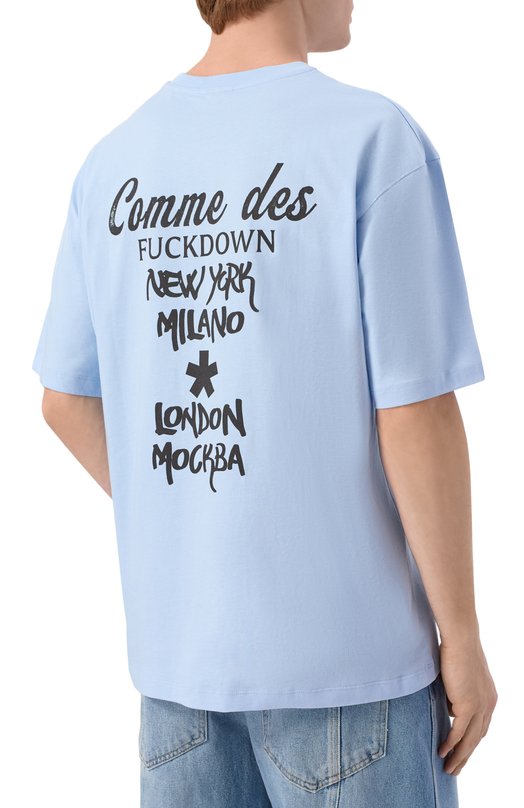 Хлопковая футболка Comme des Fuckdown CFABM01929 Голубой  CFABM01929 Фото 4