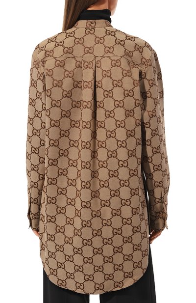 Хлопковая рубашка GUCCI бежевого цвета по цене 216000 руб., арт. 669337 ZAHT5, фото 4 Хлопковая рубашка GUCCI, арт. 669337 ZAHT5, фото 4