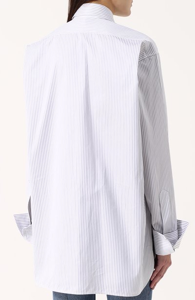 Хлопковая блуза свободного кроя в полоску HELMUT LANG, арт. H06HW526, фото 4