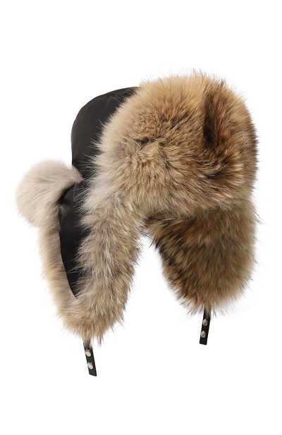 Шапка-ушанка с отделкой из меха койота PRADA, арт. 2HC169-2CEZ-F0889, фото 1