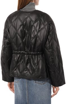 Женская куртка GANNI черного цвета, арт. F8063 | Фото 4 (Кросс-КТ: Куртка, Ветровка; Рукава: Длинные; Материал внешний: Синтетический материал; Материал сплава: Проставлено; Драгоценные камни: Проставлено; Длина (верхняя одежда): Короткие; Стили: Кэжуэл)