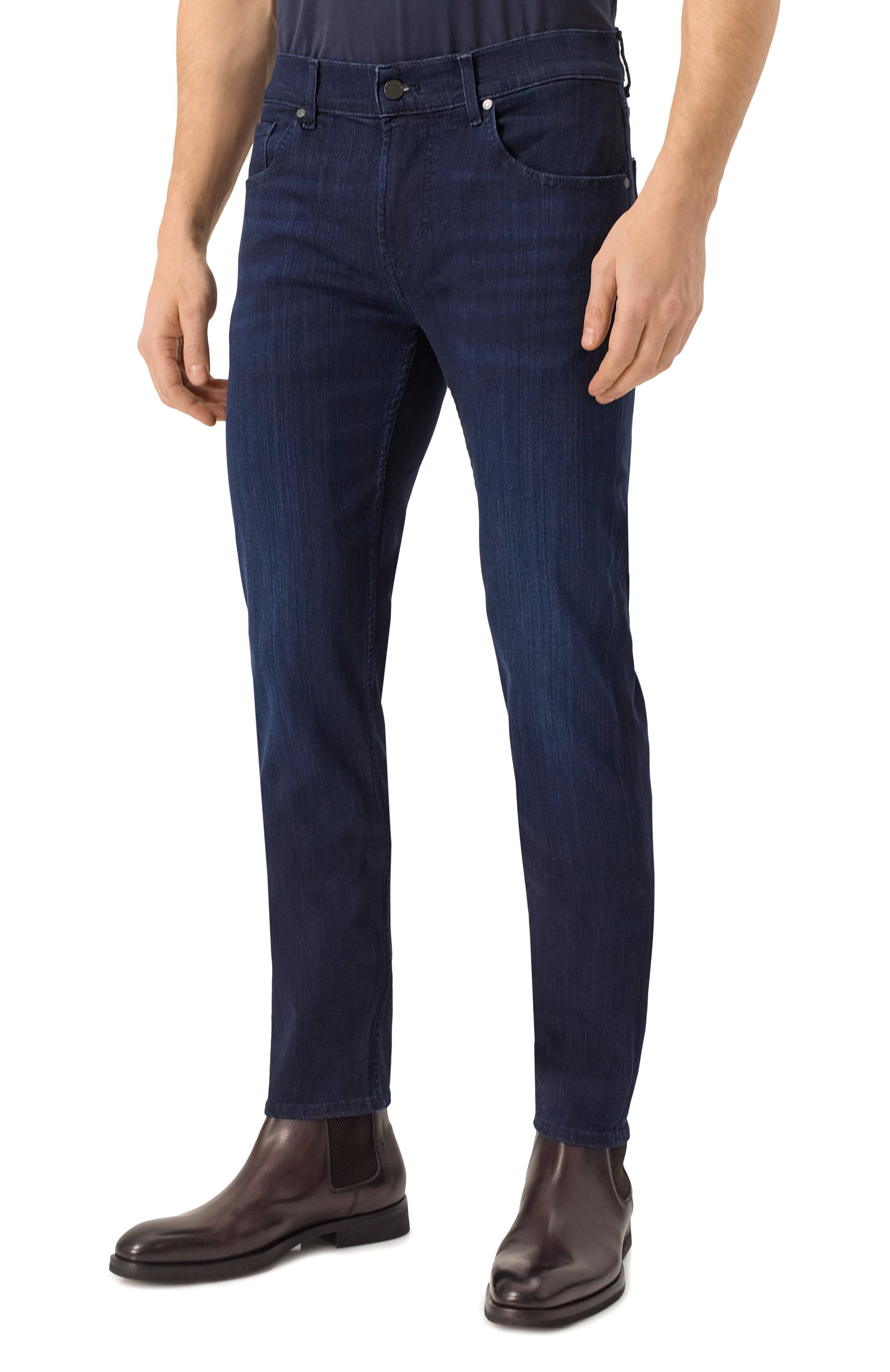 Джинсы slimmy tapered 7 FOR ALL MANKIND темно-синего цвета по цене 26350 руб., арт. JSMXA230AD, фото 3 Джинсы slimmy tapered 7 FOR ALL MANKIND, арт. JSMXA230AD, фото 3