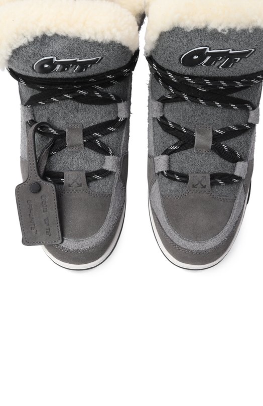 Комбинированные ботинки Off-White 0WIY001F25LEA0011011 Серый  0WIY001F25LEA0011011 Фото 6