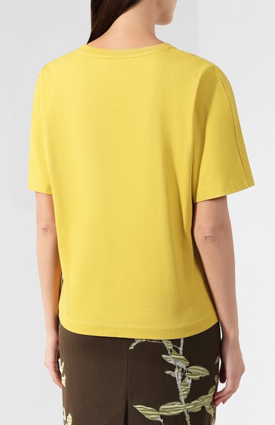Хлопковая футболка DRIES VAN NOTEN желтого цвета по цене 11650 руб., арт. 192-11138-8615, фото 4 Хлопковая футболка DRIES VAN NOTEN, арт. 192-11138-8615, фото 4