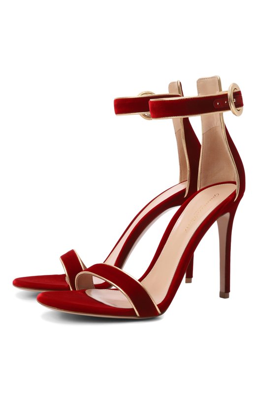 Бархатные босоножки Portofino 105 Gianvito Rossi G61762.15RIC.NK1MTAR Красный G61762.15RIC.NK1MTAR
