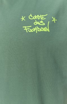 Мужская хлопковая футболка COMME DES FUCKDOWN зеленого цвета, ар�т. CFABM01590 | Фото 6 (Драгоценные камни: Проставлено; Длина (для топов): Стандартные; Материал сплава: Проставлено; Рукава: Короткие; Материал внешний: Хлопок; Стили: Гранж; Принт: С принтом; Кросс-КТ: Джерси; Мужское Кросс-КТ: Футболка-одежда)