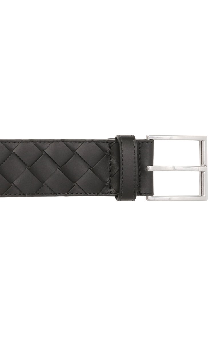 Мужской кожаный ремень BOTTEGA VENETA черного цвета, арт. 629844/V3US3 | Фото 4 (Материал сплава: Проставлено; Материал: Натуральная кожа; Нос: Не проставлено; Случай: Повседневный)