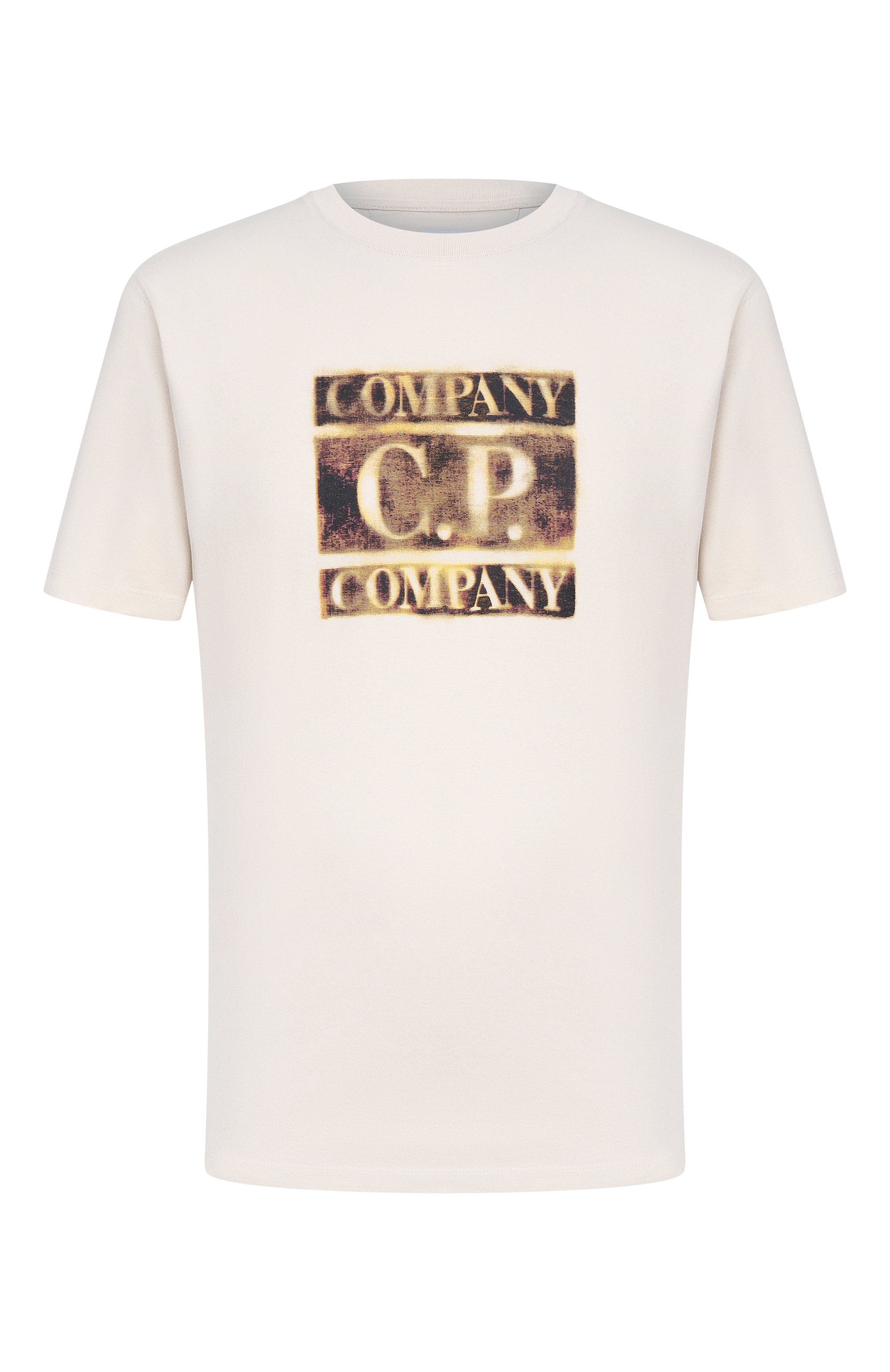 Хлопковая футболка C.P. COMPANY бежевого цвета по цене 17400 руб., арт. 20CMTS141A/110579W, фото 1 Хлопковая футболка C.P. COMPANY, арт. 20CMTS141A/110579W, фото 1