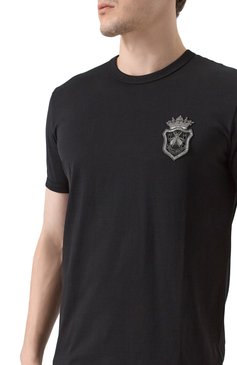Мужская хлопковая футболка DOLCE & GABBANA черного цвета, арт. G8PV1Z/G704C | Фото 5 (Длина (для топов): Стандартные; Рукава: Короткие; Материал сплава: Проставлено; Драгоценные камни: Проставлено; Принт: Без принта; Стили: Кэжуэл; Материал внешний: Хлопок; Кросс-КТ: Джерси; Мужское Кросс-КТ: Футболка-одежда)