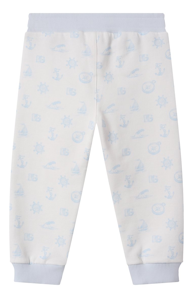 Детские хлопковые джоггеры DOLCE & GABBANA голубого цвета, арт. L1JPIB/HS7P4 | Фото 2 (Нос: Не проставлено; Материал сплава: Проставлено; Кросс-КТ НВ: Джоггеры; Материал внешний: Хлопок; Ростовка одежда: 3 мес | 62 см, 9 мес | 74 см, 12 мес | 80 см, 18 мес | 86 см, 24 мес | 92 с�м, 6 мес | 68 см)