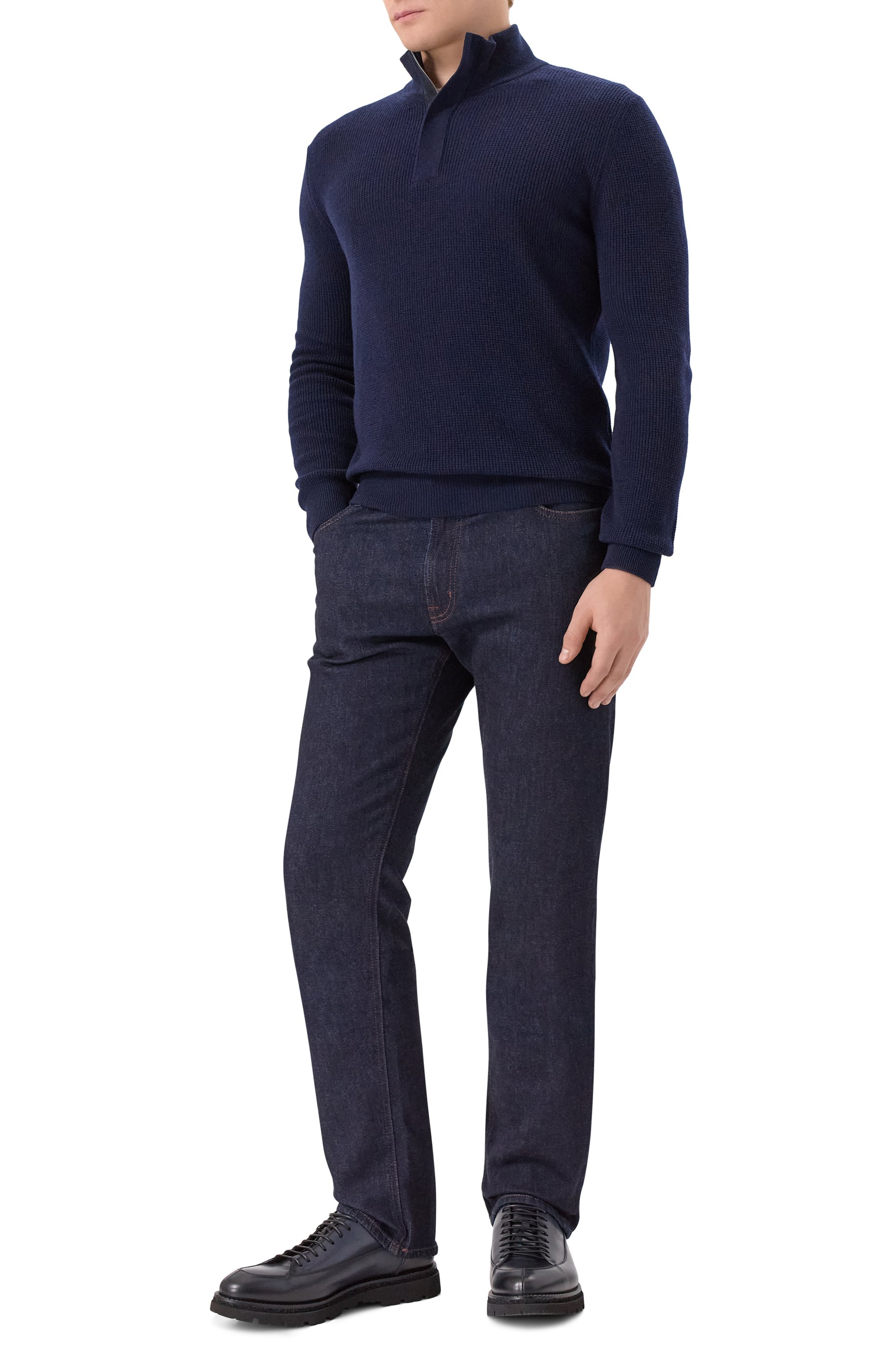 Кожаные дерби berna W.GIBBS темно-синего цвета по цене 59950 руб., арт. 0128036/VIT. C0RTINA, фото 2 Кожаные дерби berna W.GIBBS, арт. 0128036/VIT. C0RTINA, фото 2