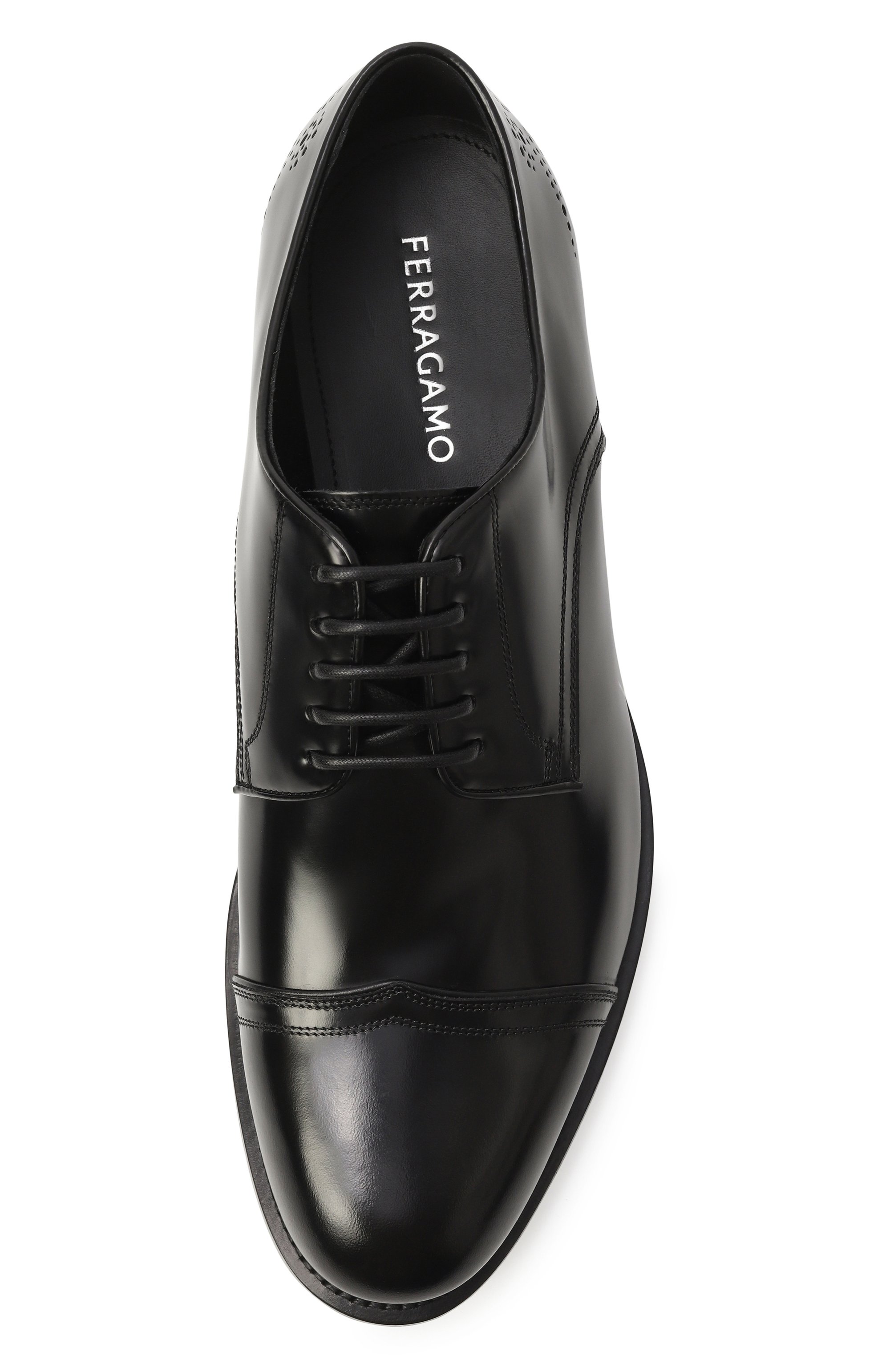 Кожаные дерби FERRAGAMO черного цвета по цене 130500 руб., арт. 027975/773610, фото 6 Кожаные дерби FERRAGAMO, арт. 027975/773610, фото 6