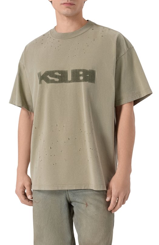 Хлопковая футболка Ksubi MPF25TE009 Хаки  MPF25TE009 Фото 3