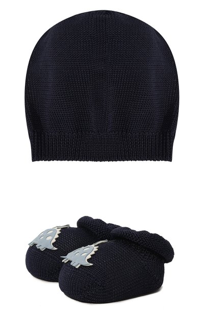 Комплект из шапки и пинеток STORY LORIS темно-синего цвета по цене 9280 руб., арт. 21178H, фото 1 Комплект из шапки и пинеток STORY LORIS, арт. 21178H, фото 1