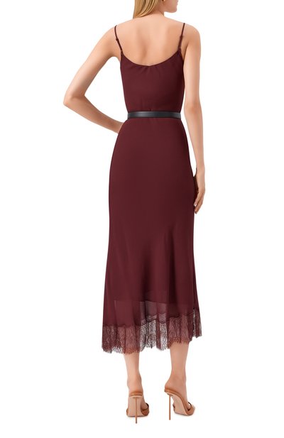 Платье из вискозы SELF-PORTRAIT темно-бордового цвета по цене 69650 руб., арт. PF25022MBR, фото 4 Платье из вискозы SELF-PORTRAIT, арт. PF25022MBR, фото 4