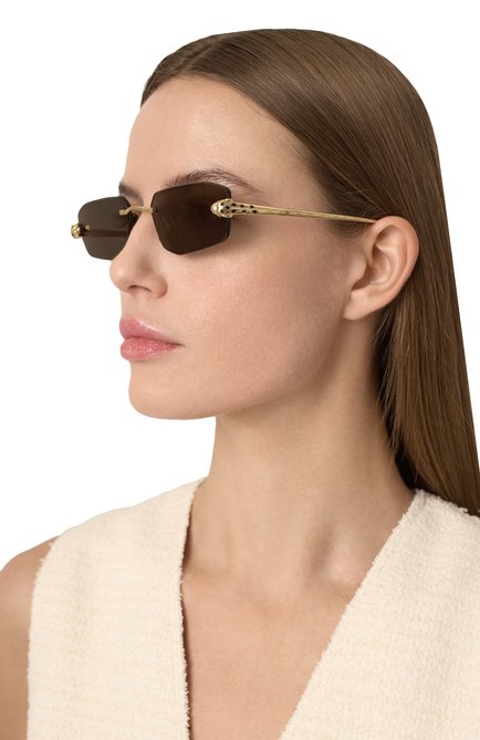 Женские солнцезащитные очки CARTIER черного цвета, арт. CT0474S 001 | Фото 2 (Тип очков: С/з; Региональные ограничения белый список (Axapta Mercury): Не проставлено; Материал: Металл; Нос: Не проставлено; Очки форма: Прямоугольные, Безоправные; Оптика Гендер: оптика-женское)