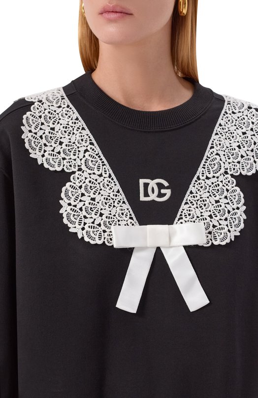Хлопковый свитшот Dolce & Gabbana F9S43Z/GDC6E Чёрный  F9S43Z/GDC6E Фото 5