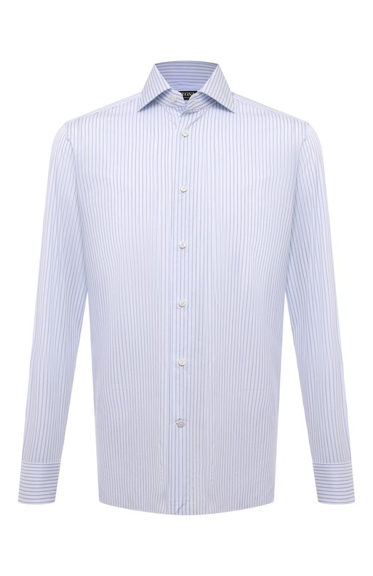 Хлопковая сорочка Zegna 701527A7/9MS0BA Голубой 701527A7/9MS0BA