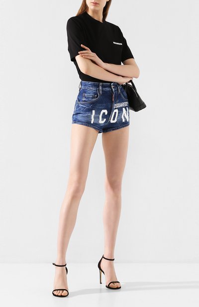 Джинсовые шорты DSQUARED2 синего цвета по цене 33050 руб., арт. S80MU0003/S30663, фото 2 Джинсовые шорты DSQUARED2, арт. S80MU0003/S30663, фото 2