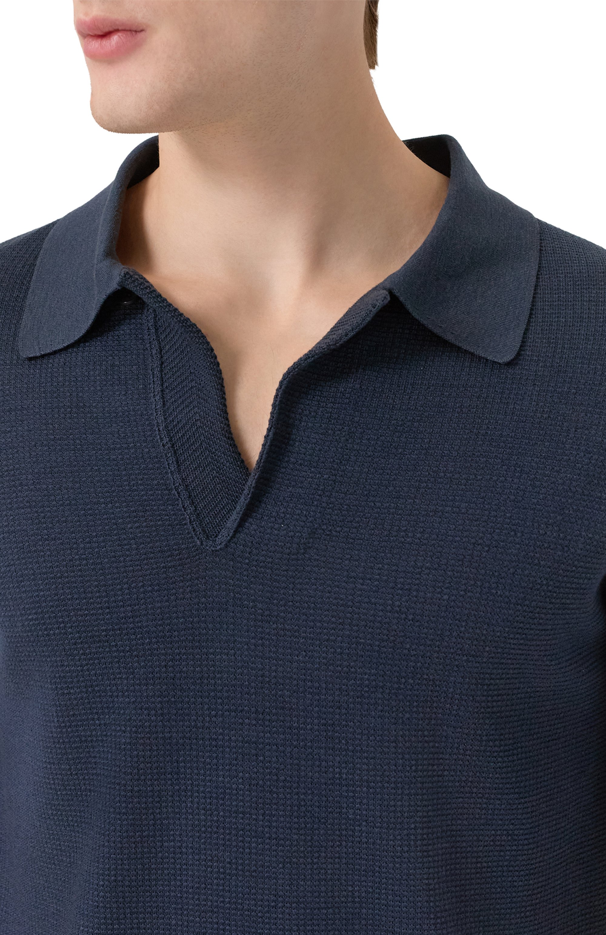 Поло из шелка и хлопка TOM FORD темно-синего цвета по цене 151500 руб., арт. KPS005/YMS013F23, фото 5 Поло из шелка и хлопка TOM FORD, арт. KPS005/YMS013F23, фото 5