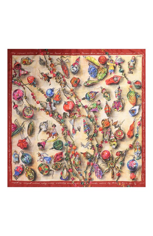 Шелковый платок Новогодние игрушки Gourji 91145437/6251172 Бежевый  91145437/6251172 Фото 4