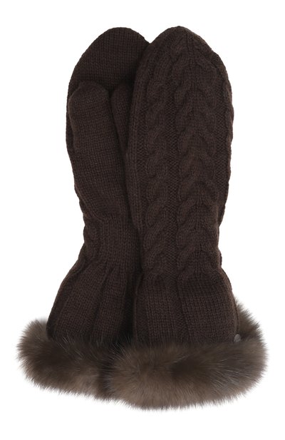 Женские утепленные варежки с отделкой из соболя BLACK SABLE, арт. BS-ACSKV-EB