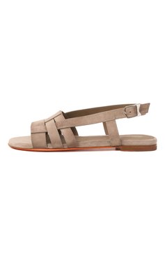 Женские замшевые сандалии SANTONI бежевого цвета, арт. WHPG70832HA1T0AE | Фото 4 (Подошва: Плоская; Материал внешний: Натуральная кожа, Замша; Материал внутренний: Натуральная кожа; Каблук высота: Низкий)