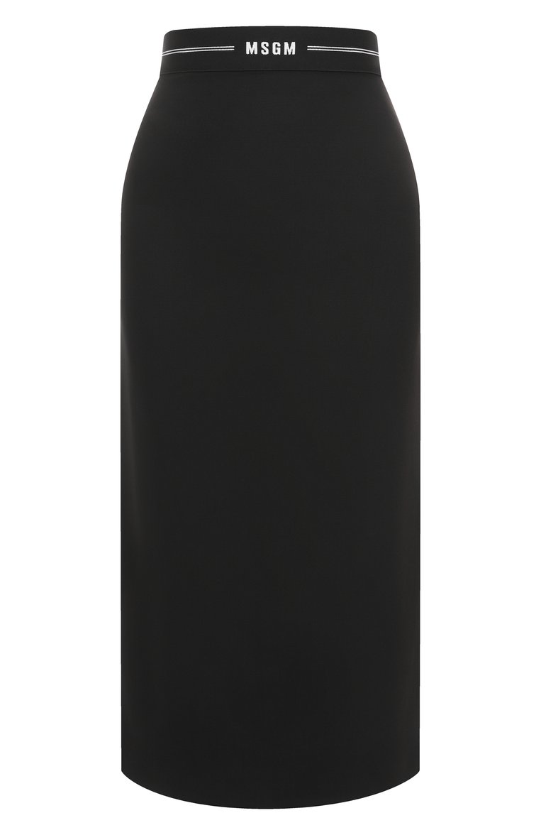 Женская шерстяная юбка MSGM черного цвета, арт. 3841MDD17/257127 | Фото 1 (Материал внешний: Шерсть; Длина Ж (юбки, платья, шорты): Миди; Стили: Кэжуэл; Женское Кросс-КТ: Юбка-карандаш)