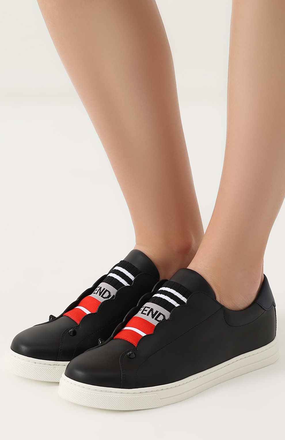 Кожаные слипоны с декоративной отделкой FENDI, арт. 8E6592/3S0, фото 6