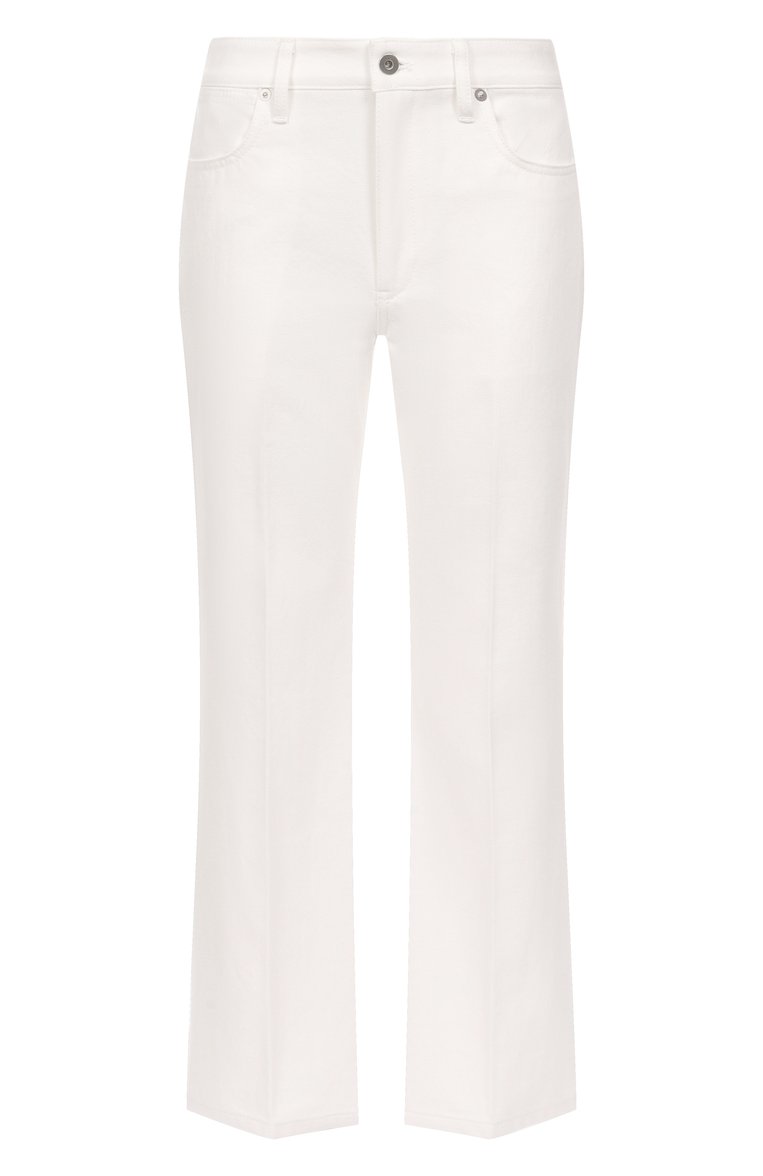 Женские джинсы JIL SANDER белого цвета, арт. J04KA0120/J45288 | Фото 1 (Материал внешний: Хлопок, Деним; Длина (брюки, джинсы): Стандартные; Кросс-КТ: Деним; Силуэт Ж (брюки и джинсы): Расклешенные; Стили: Минимализм)