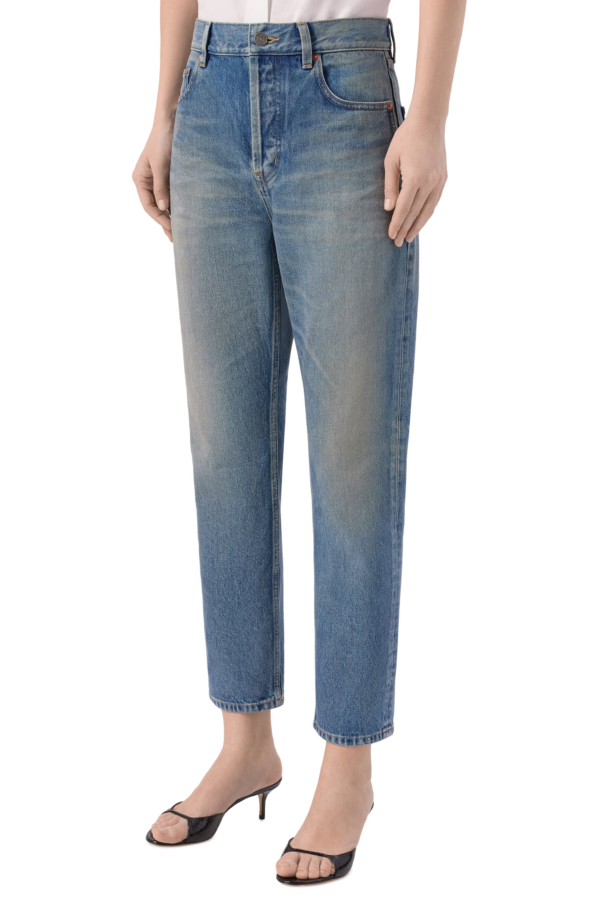 Джинсы SAINT LAURENT синего цвета по цене 161500 руб., арт. 827965/Y35AY, фото 3 Джинсы SAINT LAURENT, арт. 827965/Y35AY, фото 3