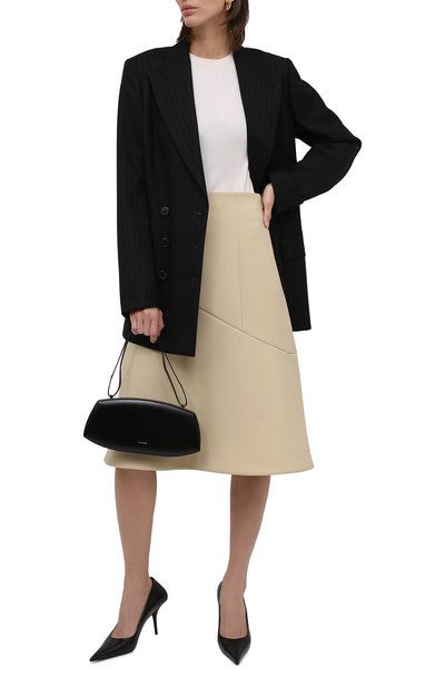 Шерстяная юбка JIL SANDER кремового цвета по цене 129000 руб., арт. JSWT357613-WT201000, фото 2 Шерстяная юбка JIL SANDER, арт. JSWT357613-WT201000, фото 2