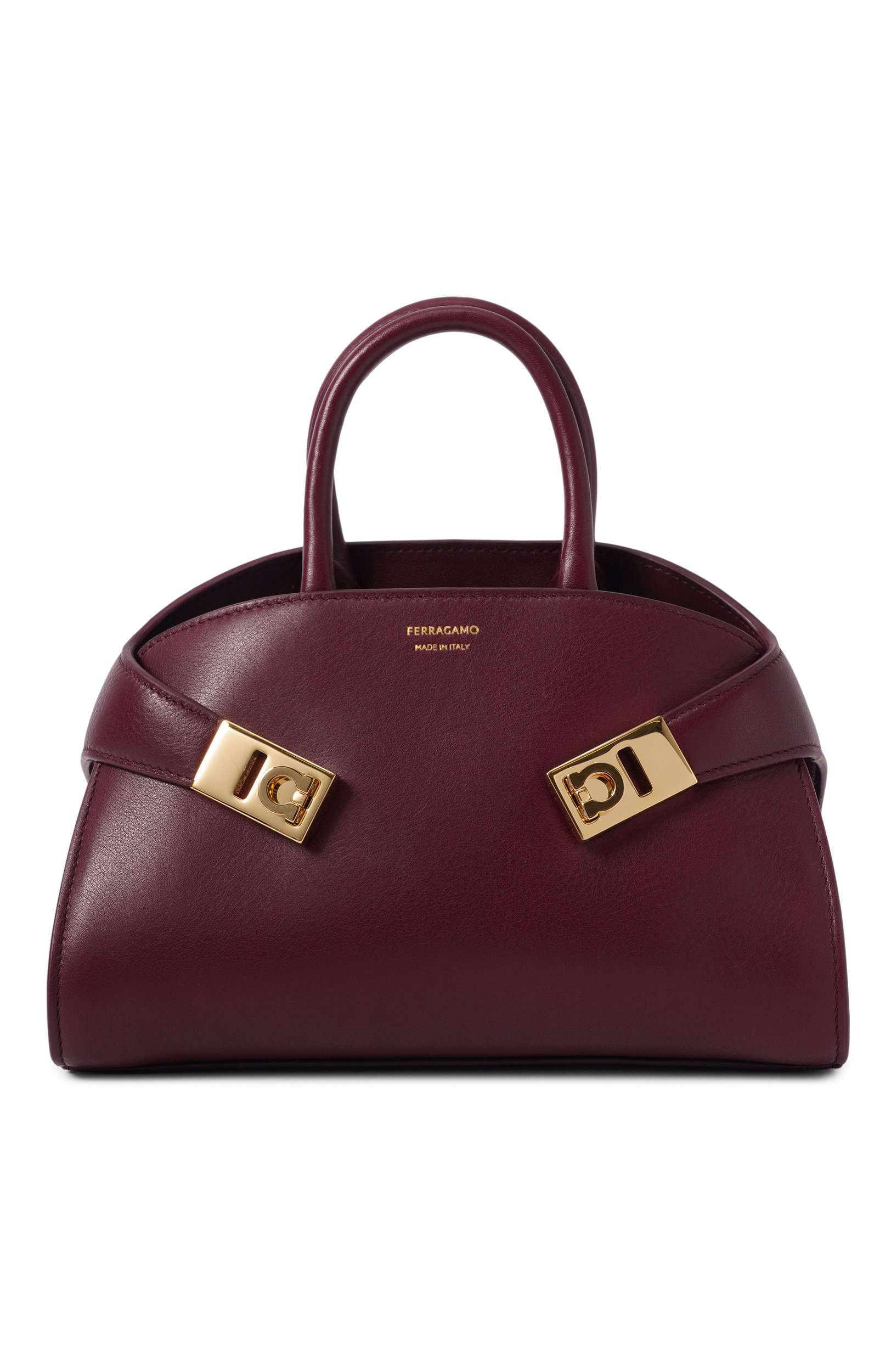 Сумка hug mini FERRAGAMO бордового цвета по цене 243500 руб., арт. 215975/791878, фото 1 Сумка hug mini FERRAGAMO, арт. 215975/791878, фото 1