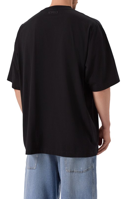 Хлопковая футболка VETEMENTS UE64TR430B/LIGHT JERSEY Чёрный  UE64TR430B/LIGHT JERSEY Фото 4