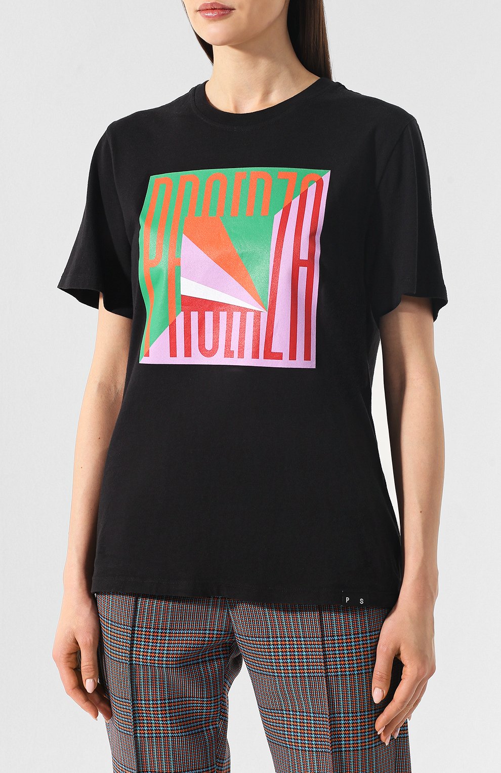 Хлопковая футболка PROENZA SCHOULER черного цвета по цене 14400 руб., арт. WL1914098-JCP110, фото 3 Хлопковая футболка PROENZA SCHOULER, арт. WL1914098-JCP110, фото 3