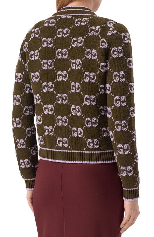 Шерстяной кардиган Gucci 713300/XKCNA Хаки  713300/XKCNA Фото 4