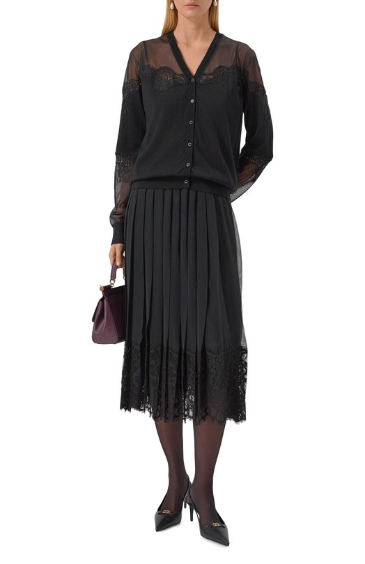 Кардиган из кашемира и шелка Dolce & Gabbana FXF99T/JCMY0 Чёрный  FXF99T/JCMY0 Фото 2