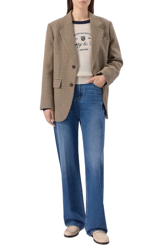 Пуловер из кашемира и шерсти Sporty and Rich WS07561412WH63 Кремовый  WS07561412WH63 Фото 2