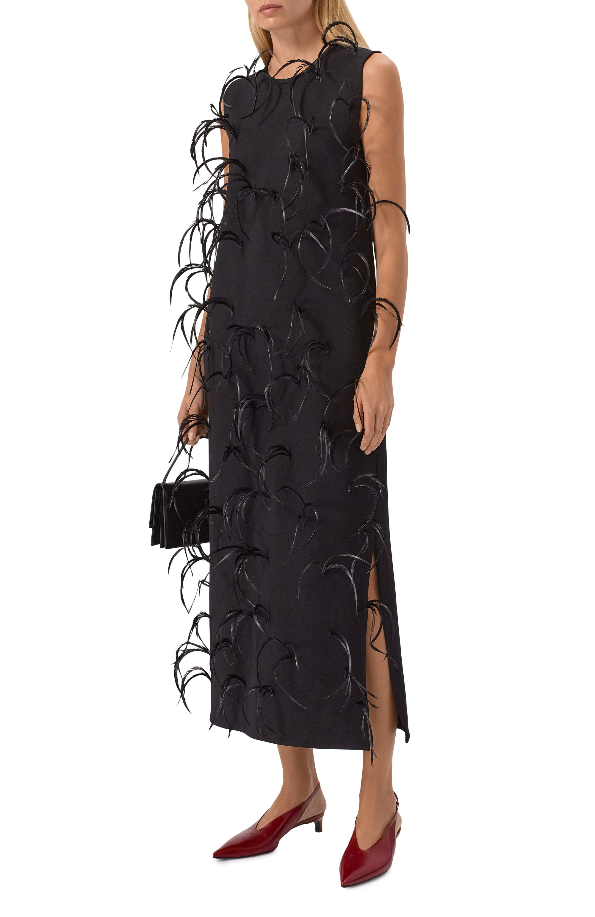 Платье из вискозы с отделкой перьями JIL SANDER, арт. J03CT0549/J18353, фото 2