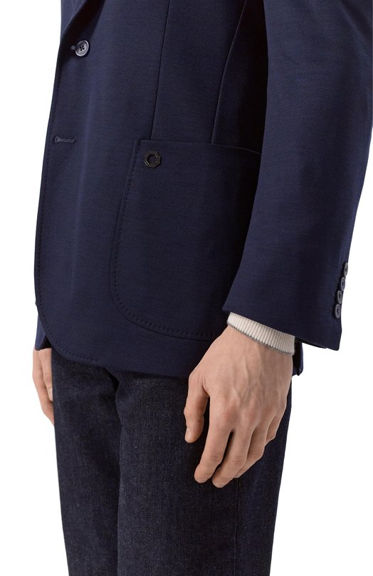 Пиджак из шерсти и шелка Stefano Ricci M1RMM22TA0/CM09HA_001 Синий  M1RMM22TA0/CM09HA_001 Фото 6
