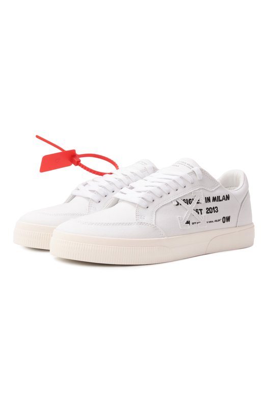 Текстильные кеды New Low Vulcanized Off-White 0MIA293S25FAB002 Белый 0MIA293S25FAB002