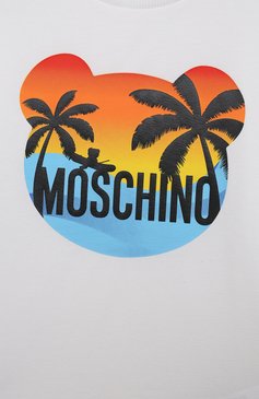 Детская хлопковая футболка MOSCHINO белого цвета, арт. HUM04S/LBA10/10-14 | Фото 3 (Девочки Кросс-КТ: футболка-одежда; Рукава: Короткие; Материал сплава: Проставлено; Материал внешний: Хлопок; Драгоценные камни: Проставлен�о; Ростовка одежда: 16 лет | 164 см, 12 лет | 152 см, 10 - 11 лет | 140 - 146см)