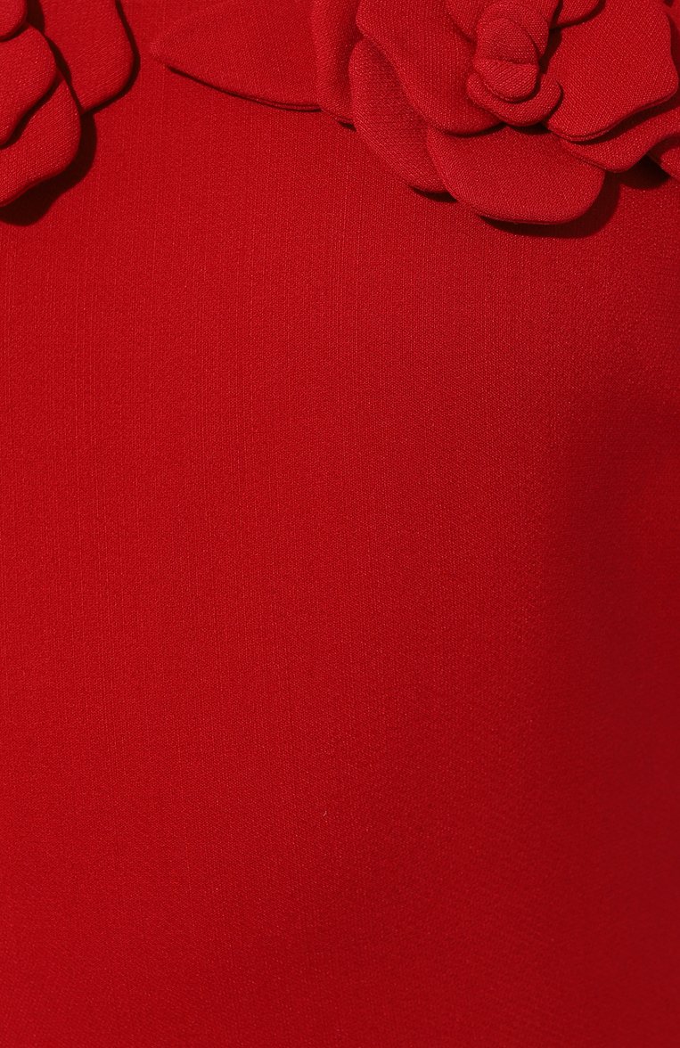 Женское платье из шерсти и шелка VALENTINO красного цвета, арт. 5B3VA9G51CF | Фото 5 (Материал внешний: Шерсть, Шелк; Материал сплава: Проставлено; Драгоценные камни: Проставлено; Длина Ж (юбки, платья, шорты): Миди; Женское Кросс-КТ: Платье-одежда; Стили: Романтичный; Рукава: На бретелях; Случай: Вечерний)