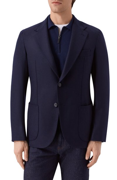 Шерстяной пиджак ANDREA CAMPAGNA темно-синего цвета по цене 222000 руб., арт. VATICAN0/T25251-1/8, фото 4 Шерстяной пиджак ANDREA CAMPAGNA, арт. VATICAN0/T25251-1/8, фото 4