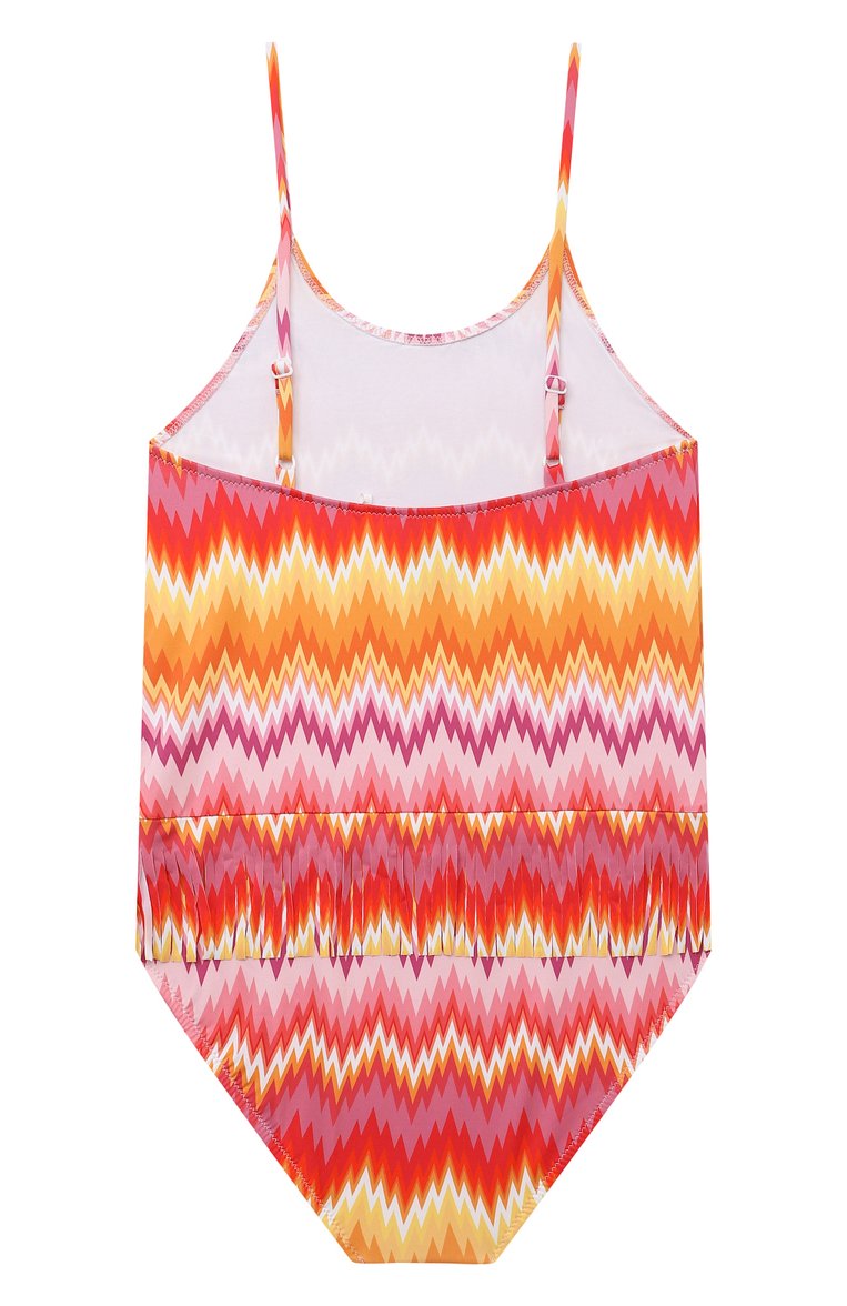 Детского слитный купальник MISSONI оранжевого цвета, арт. MUCA09/Z1967/12-14 | Фото 2 (Материал внешний: Синтетический материал; Материал сплава: Проставлено; Нос: Не проставлено; Девочки Кросс-КТ: Купальники-пляж; Принт: С принтом; Ростовка одежда: 12 лет | 152 см, 13 - 15 лет | 158 см)