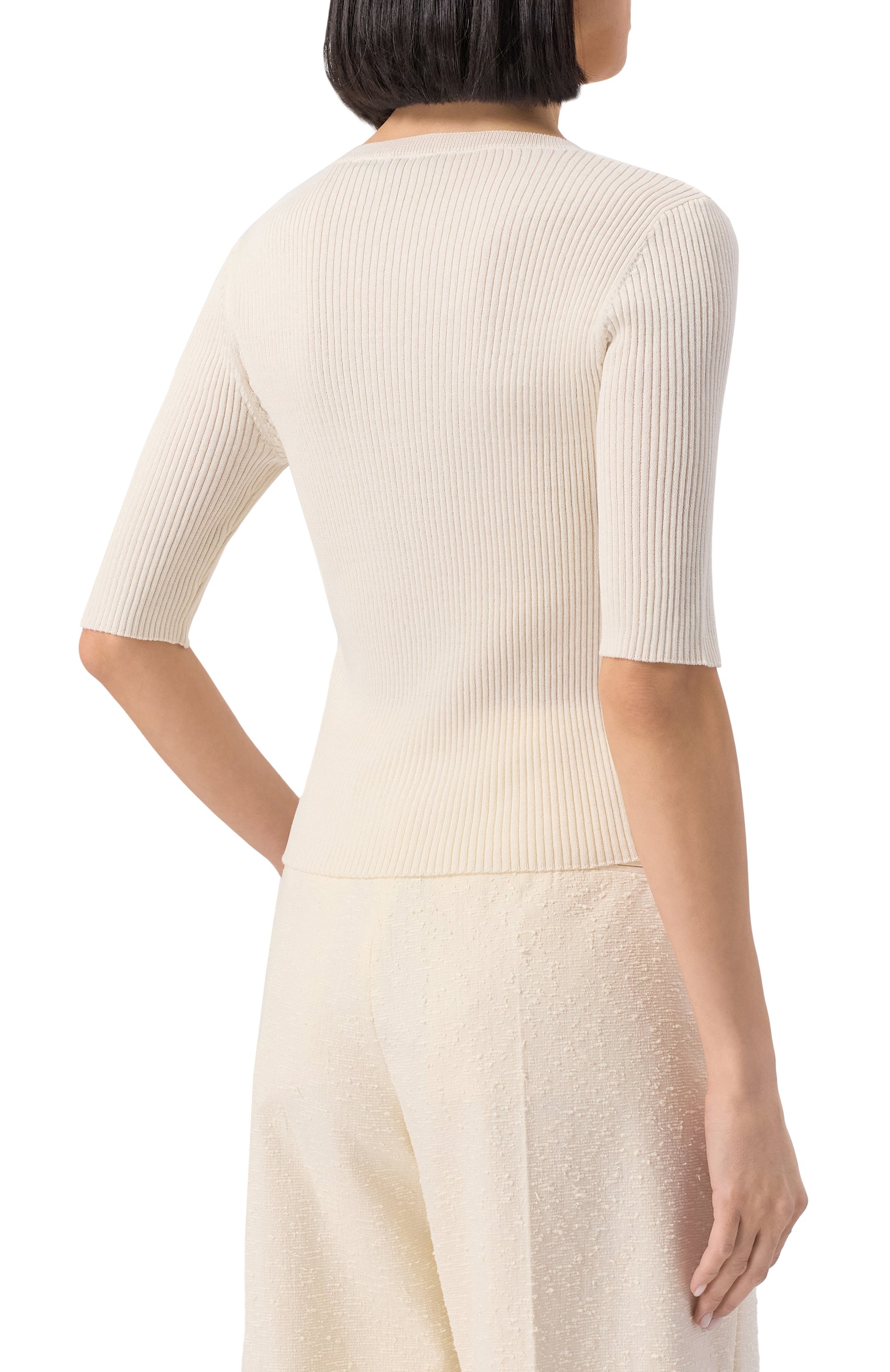 Пуловер из шелка и хлопка PINKO кремового цвета по цене 17850 руб., арт. 102017/A1KW, фото 4 Пуловер из шелка и хлопка PINKO, арт. 102017/A1KW, фото 4